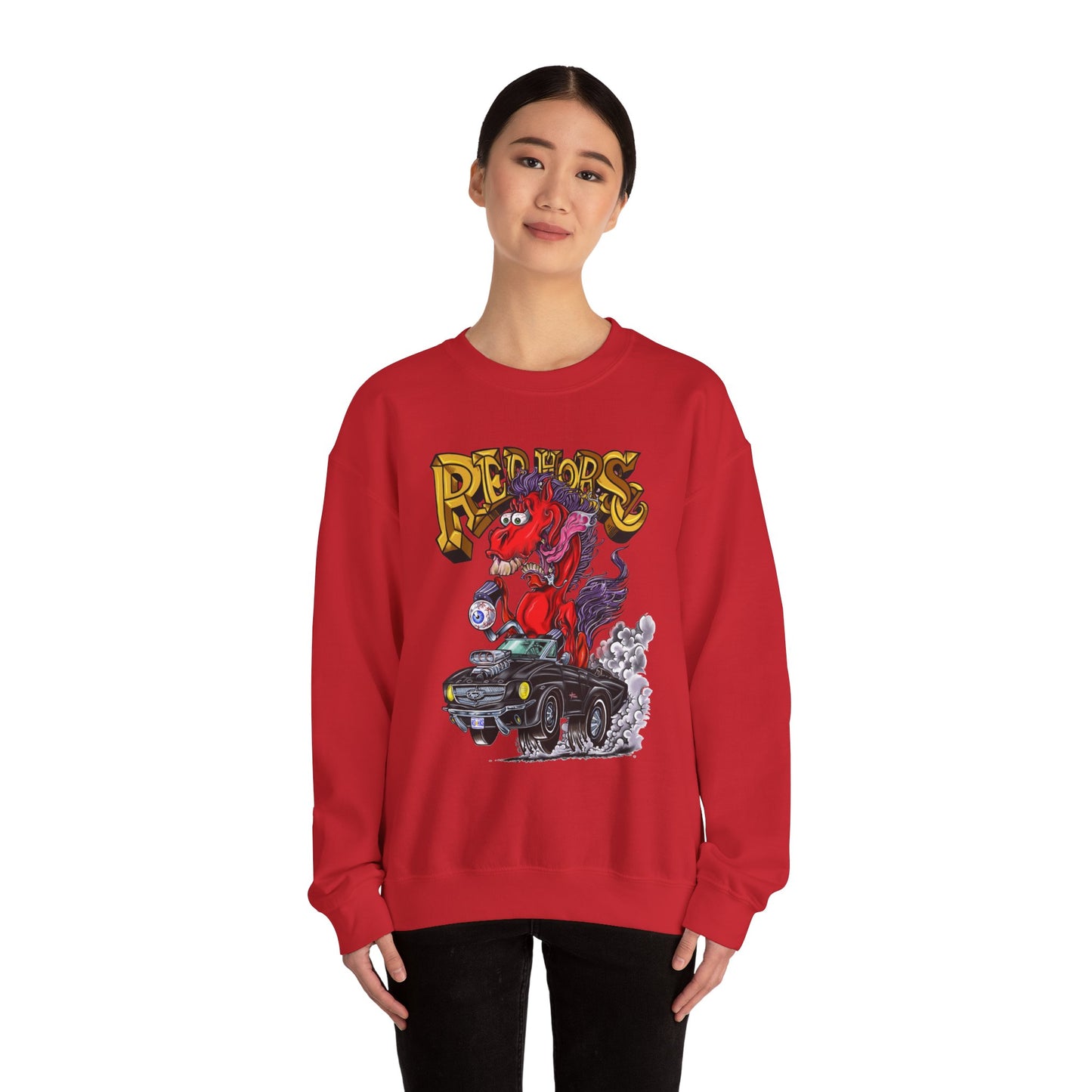 Sweatshirt - Crewneck "Red Horse Cartoon"
