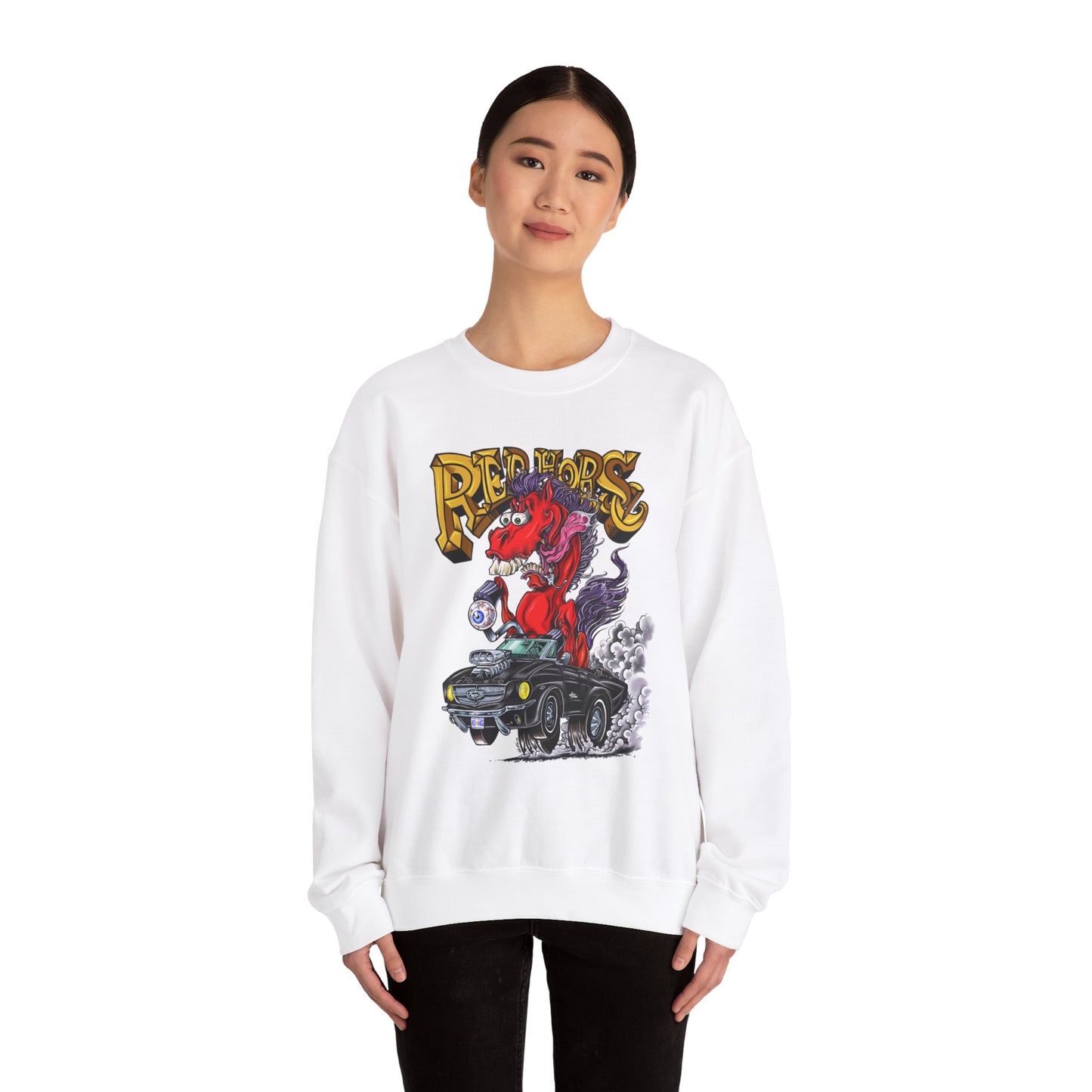 Sweatshirt - Crewneck "Red Horse Cartoon"