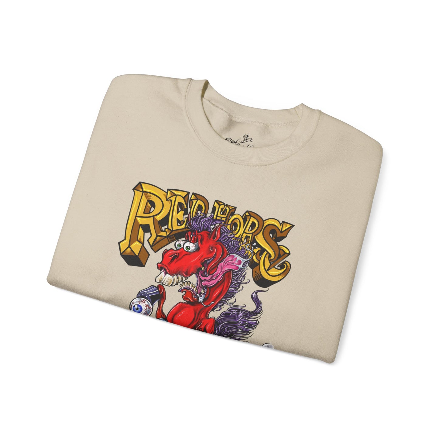 Sweatshirt - Crewneck "Red Horse Cartoon"