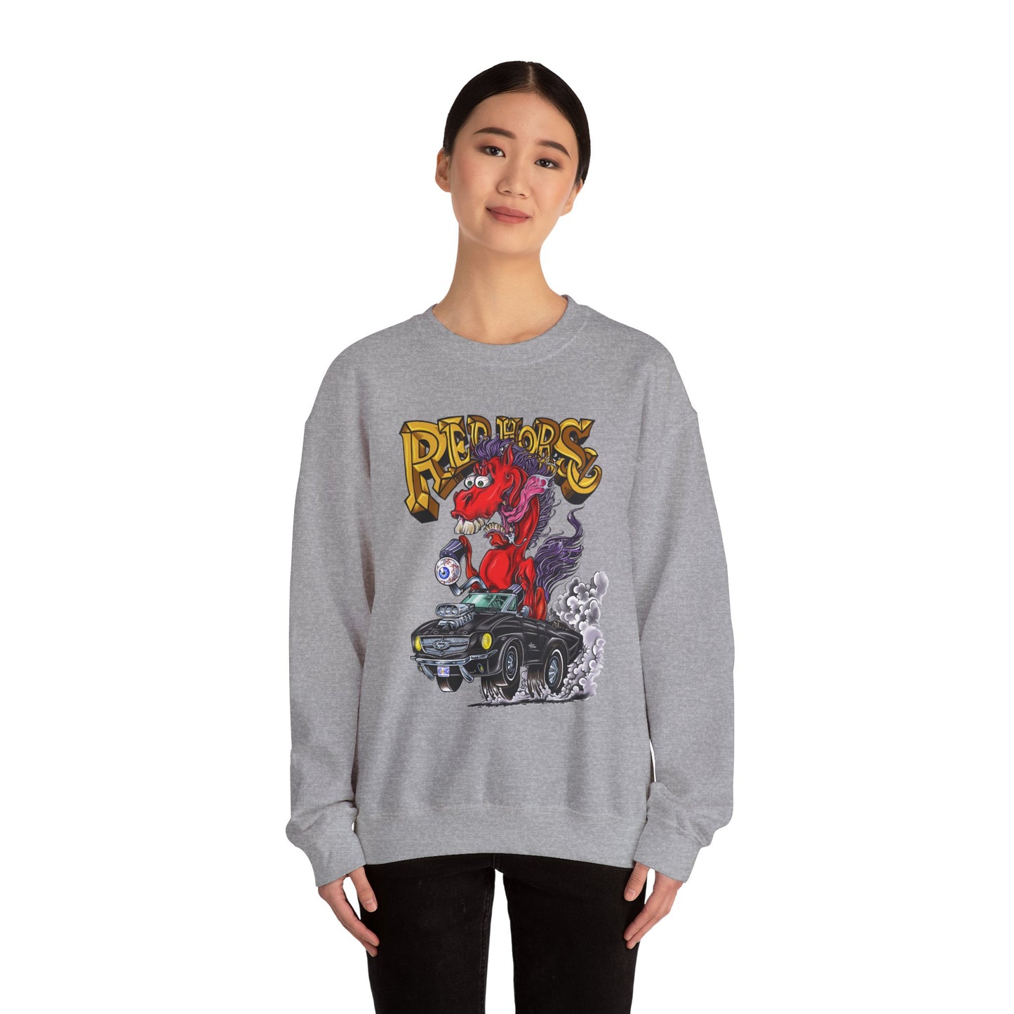 Sweatshirt - Crewneck "Red Horse Cartoon"