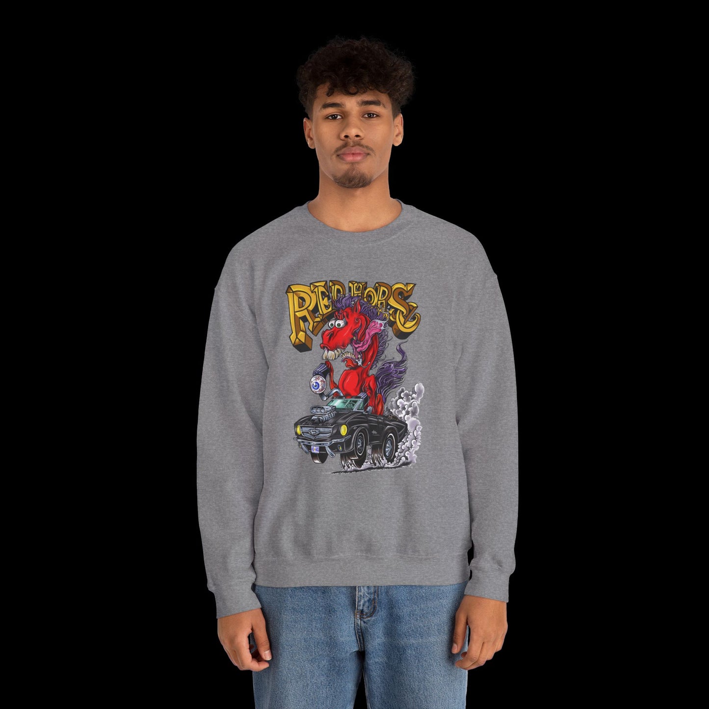 Sweatshirt - Crewneck "Red Horse Cartoon"