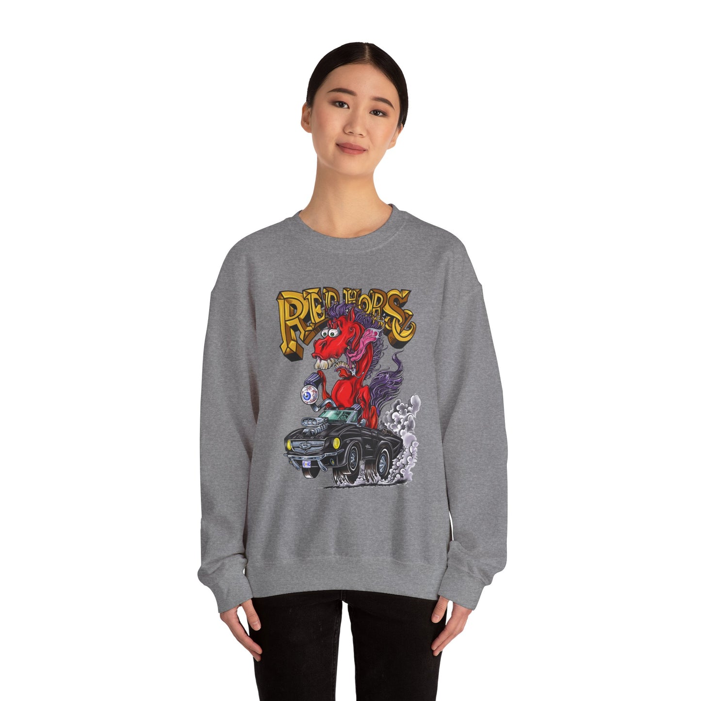 Sweatshirt - Crewneck "Red Horse Cartoon"