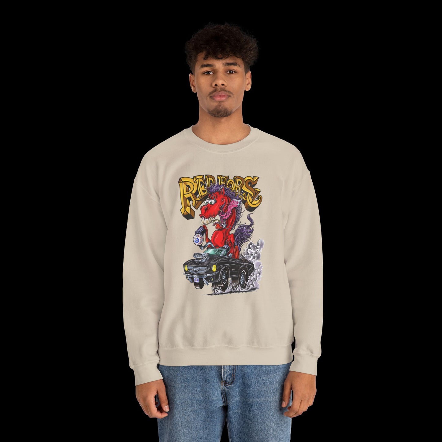 Sweatshirt - Crewneck "Red Horse Cartoon"