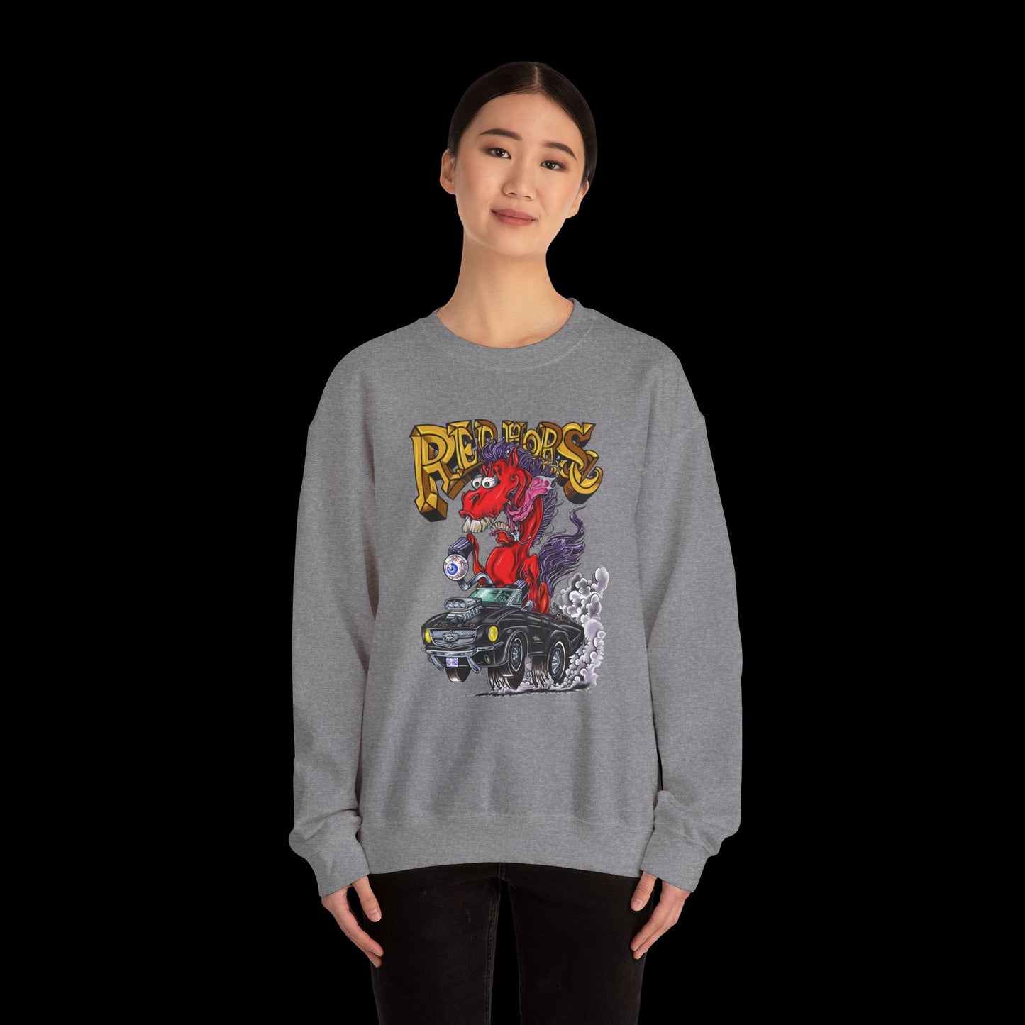 Sweatshirt - Crewneck "Red Horse Cartoon"