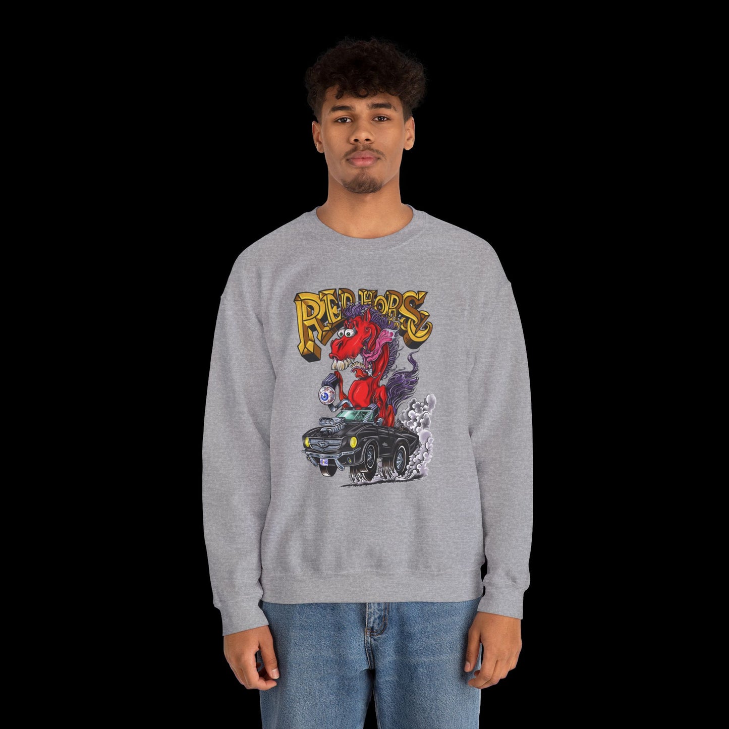 Sweatshirt - Crewneck "Red Horse Cartoon"