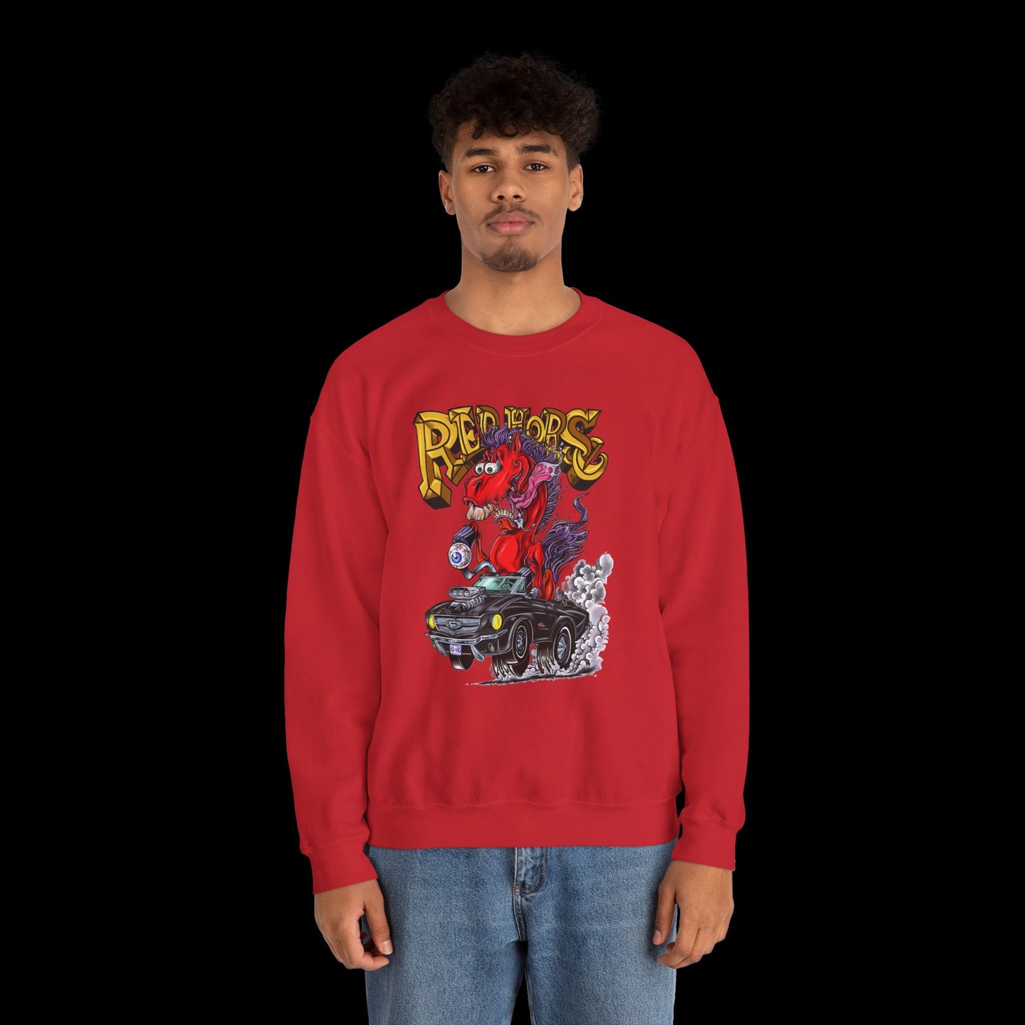 Sweatshirt - Crewneck "Red Horse Cartoon"