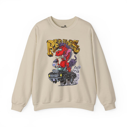 Sweatshirt - Crewneck "Red Horse Cartoon"