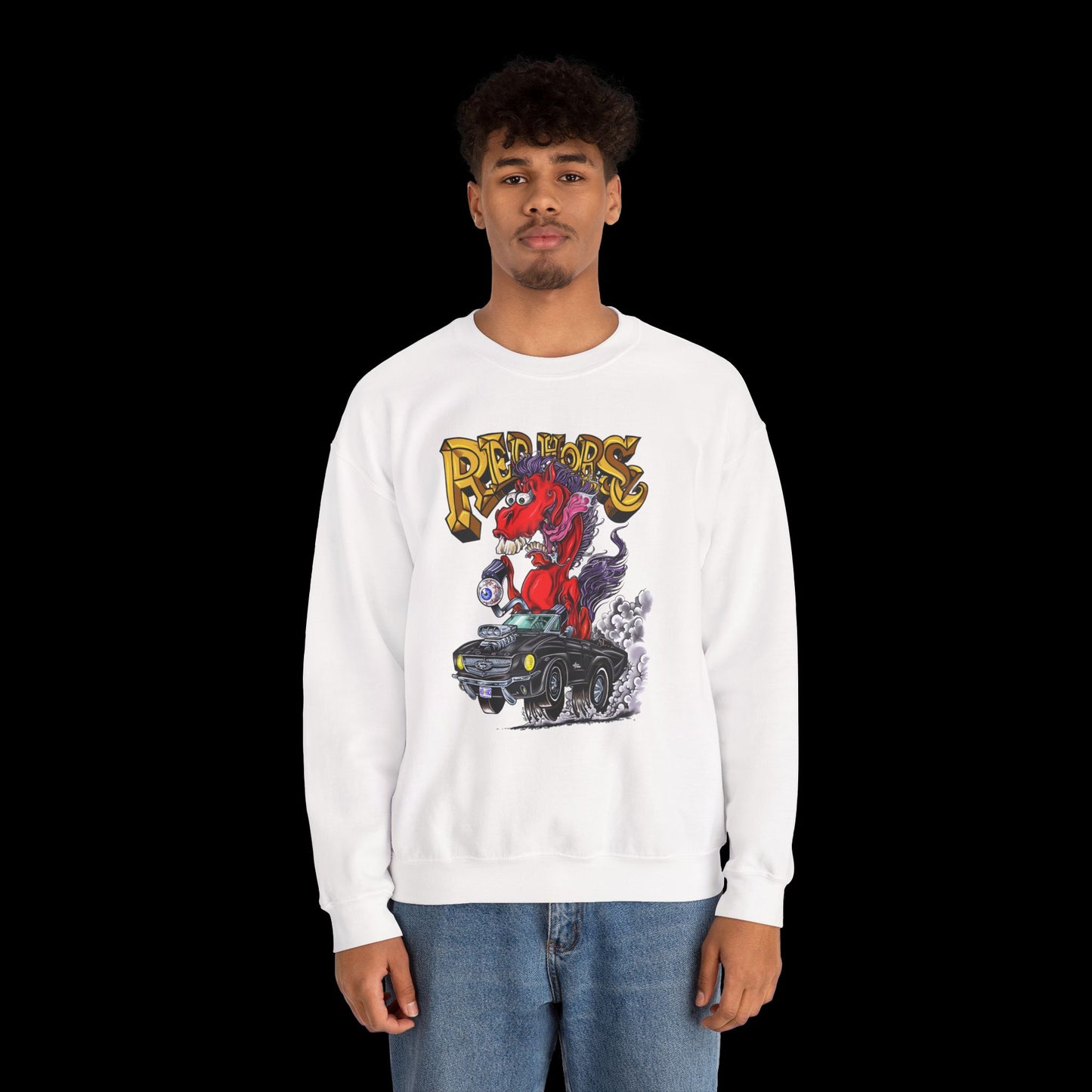 Sweatshirt - Crewneck "Red Horse Cartoon"