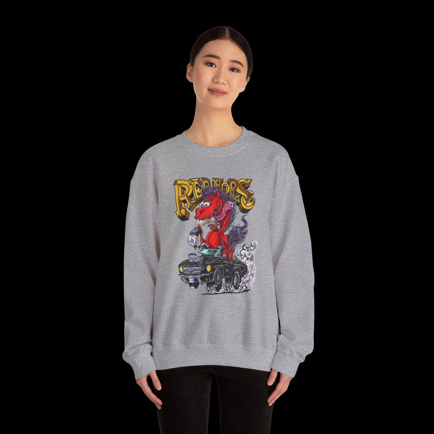Sweatshirt - Crewneck "Red Horse Cartoon"