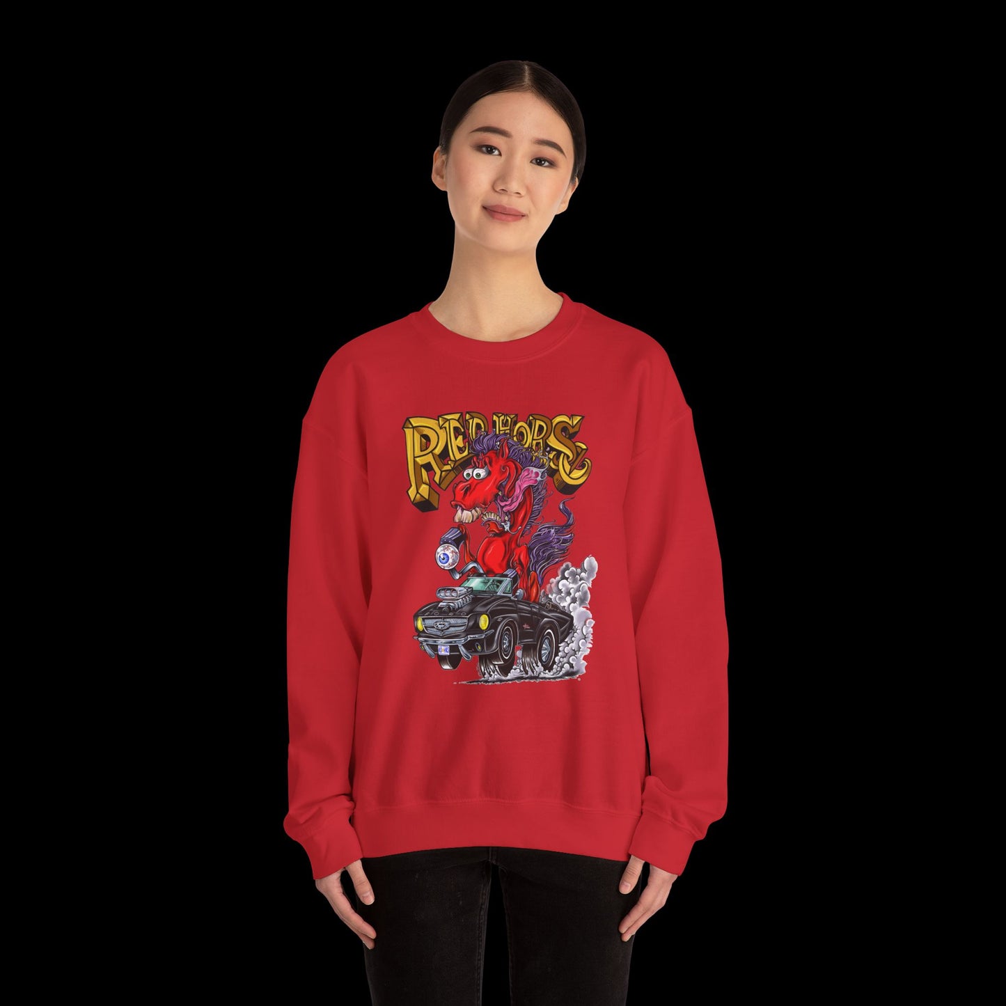 Sweatshirt - Crewneck "Red Horse Cartoon"