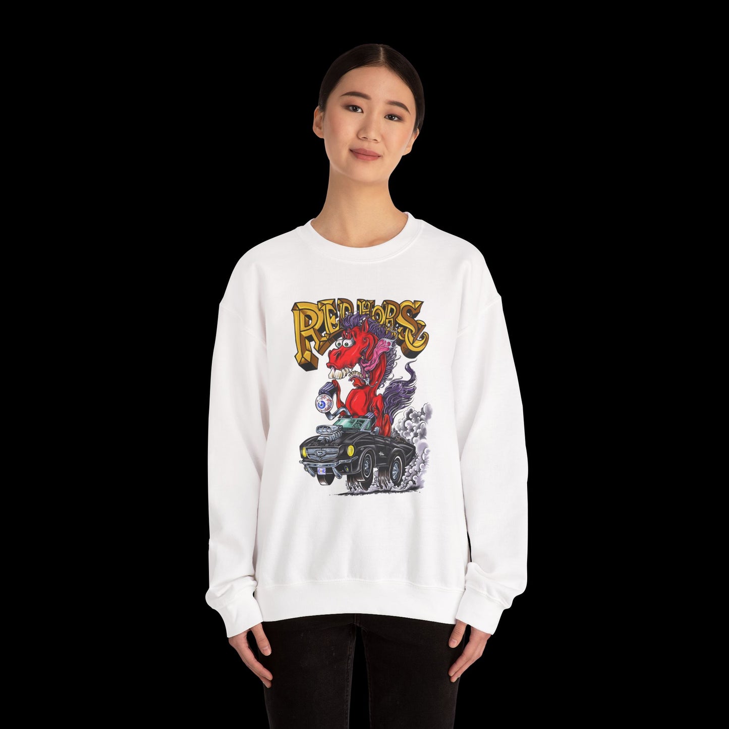 Sweatshirt - Crewneck "Red Horse Cartoon"